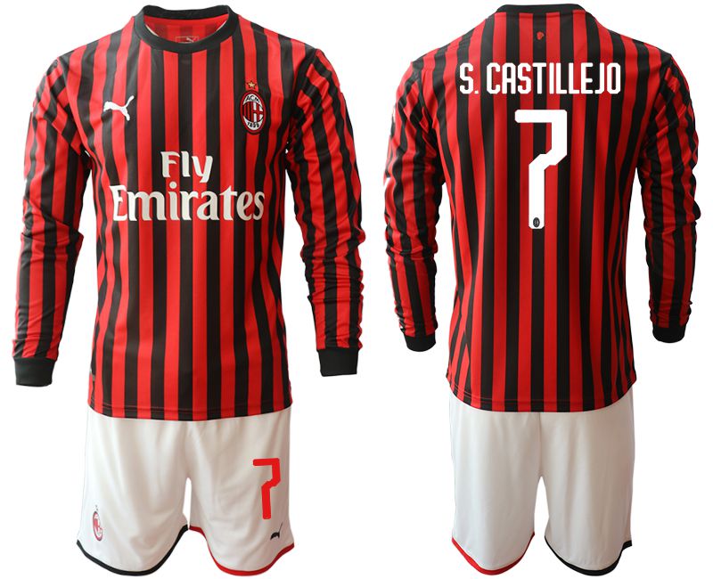 Men 2019-2020 club AC milan home long sleeve #7 red Soccer Jerseys->ac milan jersey->Soccer Club Jersey